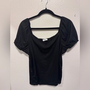 Free Kisses Black Square Neck Puff Sleeve Top